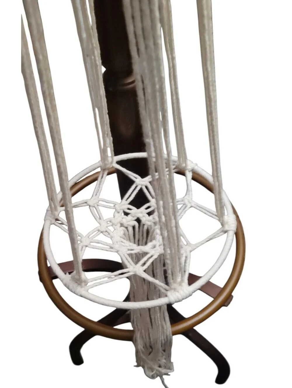 White Macramé Plant Hanger - Boho Home Wall Decor